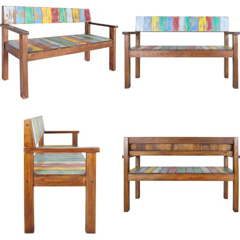 Sitzbank 115 cm Altholz Massiv - Vintage Bank - Holzmöbel - Altholz - Retro Möbel - Bootsholz Optik - Home & Living (1/5)