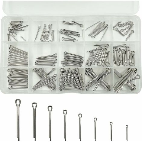 150 Pieces Stainless Steel Split Pins Safety Split Pins Mechanical Fasteners 15 Different Sizes Metal Split Pins with Assortment Box,Adélala (1/5)