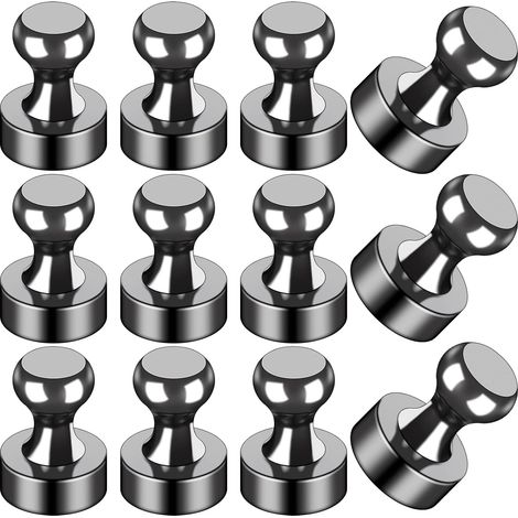 Lot de 12 aimants noirs pour réfrigérateur, pour tableau blanc, bureau, salle de classe, carte, cuisine (1/5)