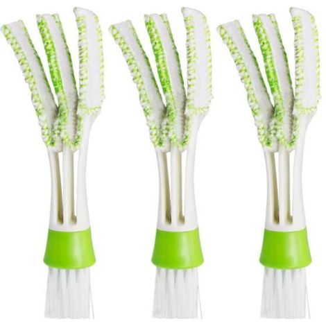 Brosse et Chiffon pour Voiture, Lot de 3 Nettoyeur Mini Plongeur pour Ventilateur d'air Climatiseur, Nettoyant de Poussière Tissu de (1/4)
