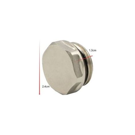 Satz mit 2 1/2"-Blindstopfen für Kühler und Verteiler, selbstdichtend, vernickeltes Messing (1/5)