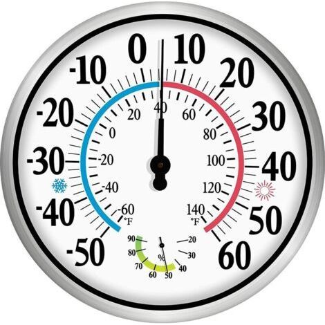 Thermomètre extérieur 12 pouces – Thermomètre hygromètre mural sans fil 2 en 1 – Plage -50 à 60 °C – Précision +/- 2 °C (1/5)