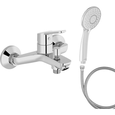 Mitigeur baignoire JACOB DELAFON Aimé + pommeau de douche Juliette + flexible de douche métal (1/5)