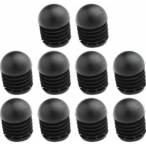 – Lot de 10 embouts de tube rond à ailettes – Protection antidérapante pour meubles – Ø extérieur 25mm – Noir (1/2)