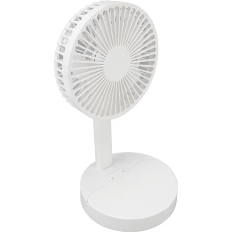 Mini ventilateur pliable de bureau, rechargeable avec miroir de maquillage, portable pour dortoir et bureau, petit ventilateur 2-en-1 avec batterie intégrée, blanc (1/5)