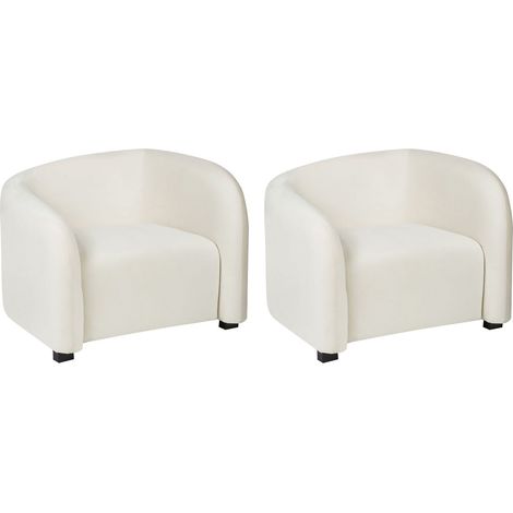 Sessel 2er Set VELTADA Samtstoff Cremeweiß (1/5)