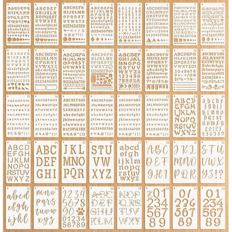 Pochoir Lettre - 40 Pièces - Plastique PET - 30 Polices - Scrapbooking Peinture - 10,5x18 cm (1/5)