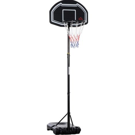 Höhenverstellbarer Outdoor-Basketballkorb mit Rollen, schwarze Stahlkonstruktion (1/4)
