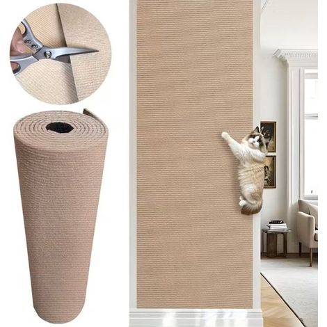 Tapis à griffer autocollant pour chat - Protection canapé et meubles - Pour murs et coins - Poteau à griffer DIY - Kaki - 300 x 40 cm (1/5)