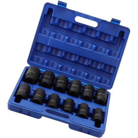Coffret de 12 douilles à impact hexagonales 3/4" noires, longueur 7,8 cm, avec boîte de transport (1/5)