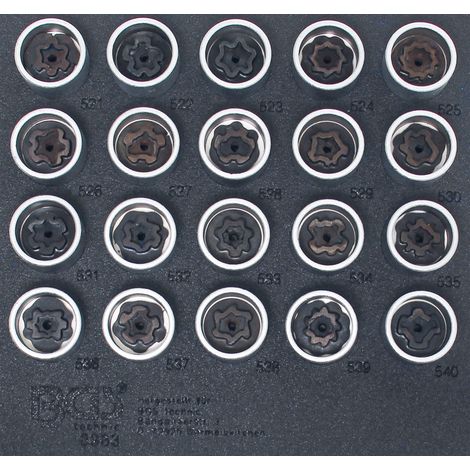 Insert de servante d'atelier 1/6 : Jeu d’outils de réglage pour écrous de jantes pour VAG 20 pièces BGS