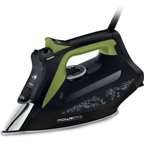 Rowenta DW6330D1 Eco Intelligence Ferro a Vapore, Distribuzione Ottimale del Vapore, 2500 W di Potenza, Tempo di Riscaldmento Rapido, 300 ml, Nero/Verde (1/10)