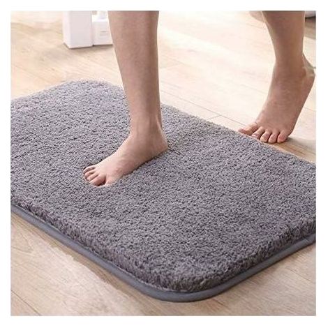 (grau) (Grau, 40 x 60 cm) Extra dicke, rutschfeste und saugfähige Badematte aus Chenille für Badezimmer, waschbar (1/5)