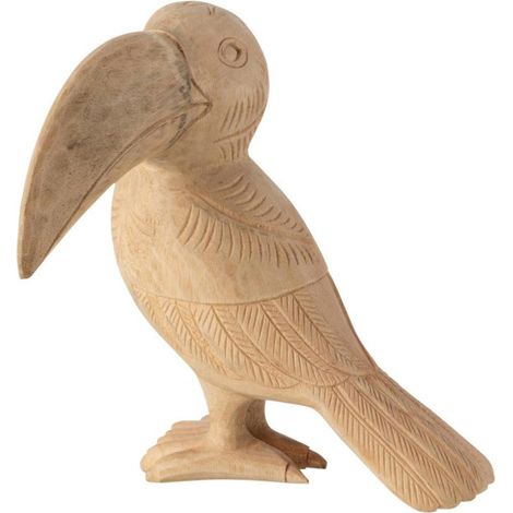 Statuette Déco en Bois "Toucan" 25cm Naturel