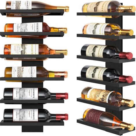 Étagère à vin Murale, Porte-Bouteilles, étagère à Bouteilles à 6 Niveaux, en métal, étagère à vin pour Salle à Manger, Chambre à Coucher, Cave à vin-Noire (1/5)