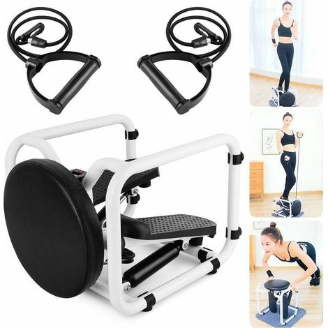 TRADE SHOP - Mini Stepper Multifunzione Con Bande Elastici Di Resistenza Seduta Fitness Casa - (1/5)