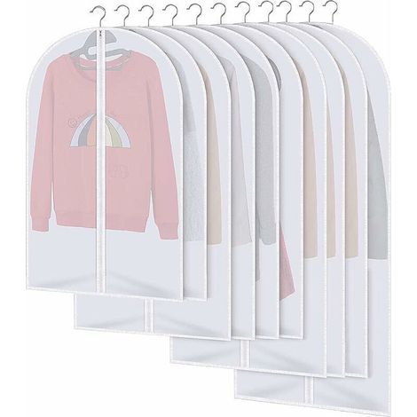 Housses de Vêtements, Anti Poussière Etanche Mite Humidité,10pcs(Blanc)