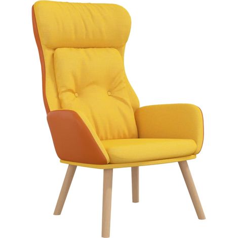 vidaXL Poltrona Rilassante Giallo Senape in Tessuto e PVC (1/5)