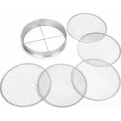 Tamis À Compost - Diamètre 30 Cm - Mailles 3 5 8 10 12 Mm - En Acier Inoxydable - Pour Terre Compost Et Graines - Lot De 5 (1/5)
