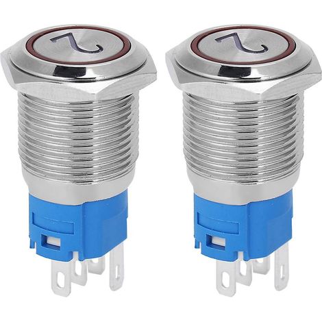 Interrupteur à bouton plat métallique à 5 broches, à réarmement automatique, avec voyant LED et marquages numériques, compatible avec une tension de 220 V CA. (1/5)