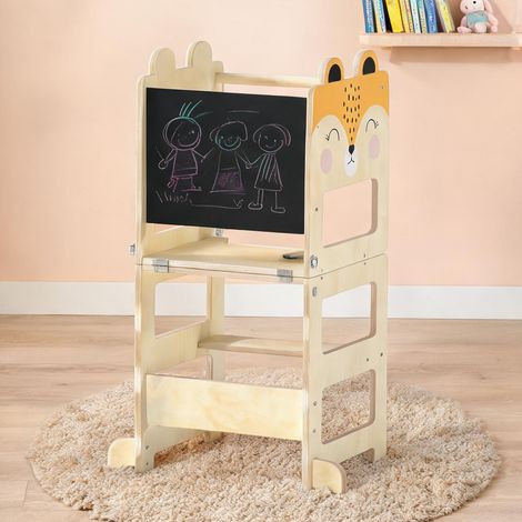 Tour d'observation Montessori 3 en 1 en bois avec tableau noir (1/5)
