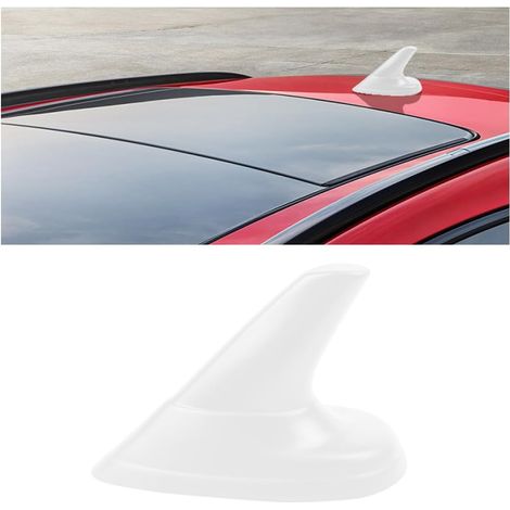 Aileron de Requin D'antenne pour Voiture - Couvercle de Garniture Toit, Design de Base Adhésive pour Signal AM/FM pour Véhicules (Blanc) (1/5)