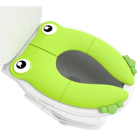 Siège de toilette pliable et portable avec grand coussin antidérapant en silicone, adapté aux enfants garçons et filles, pour tout-petits. (1/5)