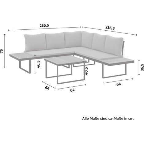 Mömax Loungegarnitur Elia Hellgrau Outdoorstoff/Metall/Holz (1/5)
