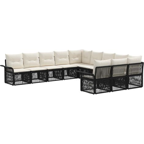 Set Divano da Giardino 11 pcs Nero polyrattan vidaXL (1/5)