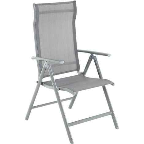 Sedia da giardino pieghevole seduta da esterno robusto telaio in alluminio schienale regolabile in 8 posizioni portata 150 kg colore grigio
