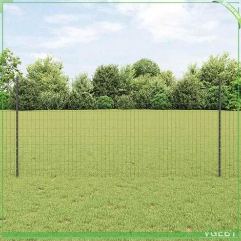 Clôture kit acier gris 2,5 x 1,2 m - 44 poteaux, rouleau et vis (1/5)
