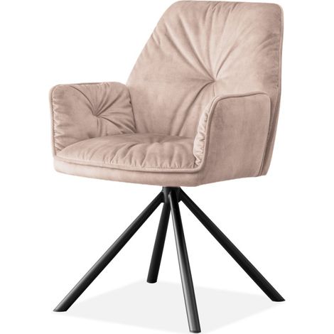 MEUBLER DESIGN Chaise De Salle À Manger Pivotante Moderne En Velours Botega - Velours Taupe, Style , 58 x 47 x 89 cm (1/5)