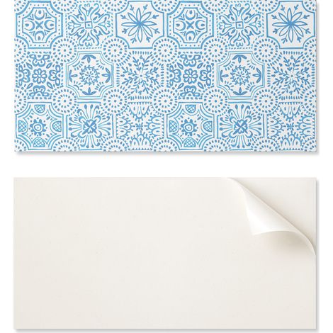 Panel de pared de vinilo estampado para comedor, 100x50 cm, con dise帽o de cer谩mica a cuadros.