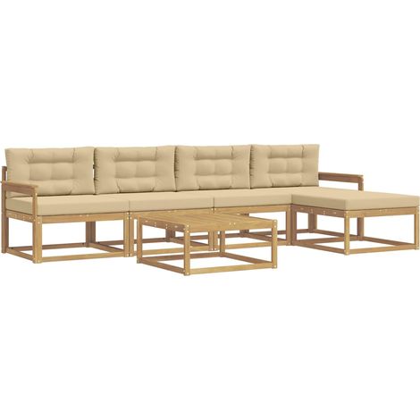 Ensemble de canapés d'extérieur 6 pc Blanc et Beige Polyester vidaXL (1/5)