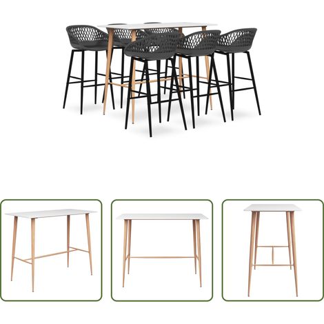 Barhocker -  7-tlg. Bar-Set Weiß und Grau (1/5)