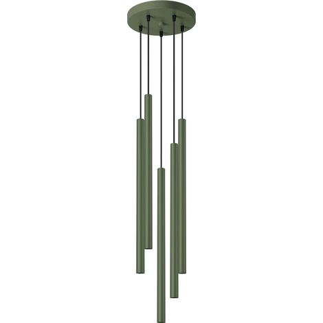 Lámpara colgante Vacu verde, 5 luces (1/5)