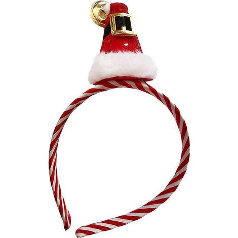 Bandeau en forme de chapeau de Noël avec clochettes - Accessoire de coiffure de Noël, cadeau pour enfants et adultes (Rouge)-Red (1/2)