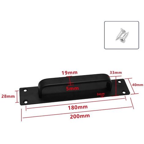 Juego de 2 manillas cuadradas negras semibrillantes de 200 x 40 mm para puertas correderas de aluminio.