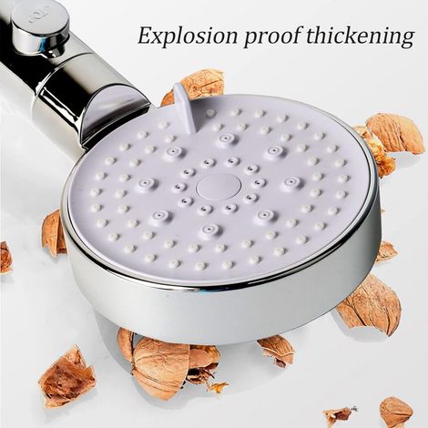 Dusche mit verschiedenen Strahlarten, Handbrause, Energiesparmodus-Abschalttaste, Hochdruck-Düsen mit verschiedenen Strahlarten (silber) - AquaForge
