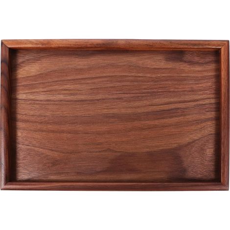 Plateau de Salle de Bain en Bois de Noyer Noir Rectangulaire 30X20X22 CM Plateau de Rangement Multifonction pour Cosmétiques et Bijoux pour Fruits et Thé Rangement Pratique'-'- (1/5)