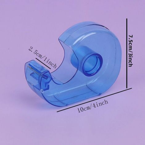 Dévidoir Ruban Adhésif - 100 x 75 mm - Antidérapant - Lame Intégrée - Translucide Rose Et Bleu - Lot De 2 (1/5)