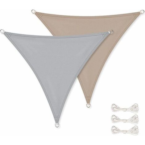 Voile d'ombrage triangulaire imperméable et anti UV 3 x 3 x 3 m Gris (1/4)