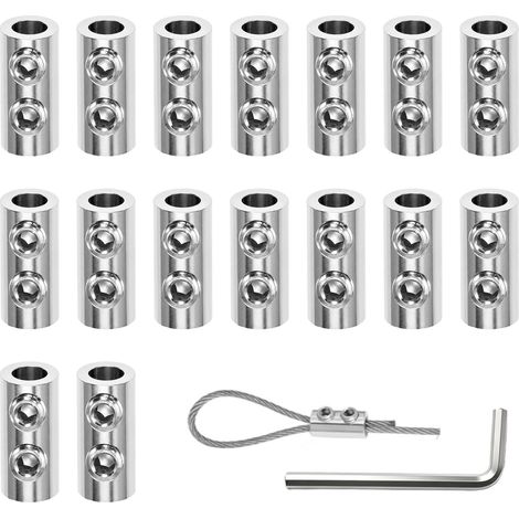 16 x Stainless Steel Cable Ties with Adjustable Wrench for Cables 0.3-2.0 mm - Duplex Metal Clamp Rust-Proof Outdoor Clothesline Tensioner and Garden Rope Attachment (1/5)