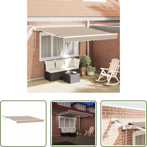 Beleuchtung - Einziehbare Markise Beige 350 x 250 cm Polyester und Metall