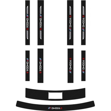 (Lot de 10 pièces) Pour Chery Omoda C5 FX 2022-2023 : protections de seuil de porte en cuir et fibre de carbone Accessoires inclus (1/3)