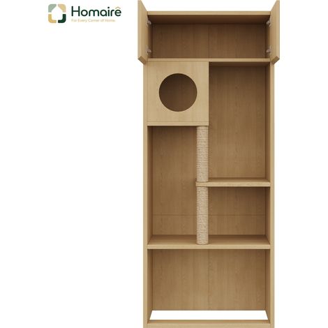 Arbre à chat en mdf naturel 80 x 45 x 193 cm HOMAIRE (1/5)