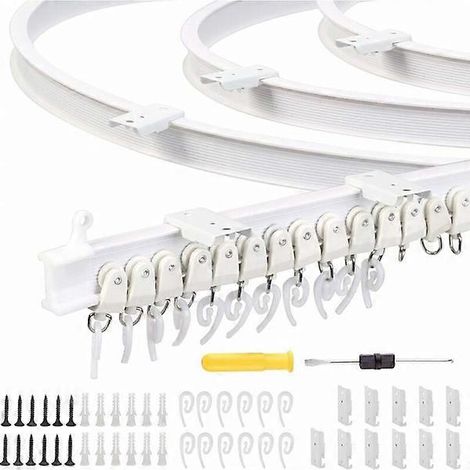 Kit de rail pour rideaux de plafond, rail de plafond flexible 3M, rail de rideau flexible avec 26 crochets et (1/5)
