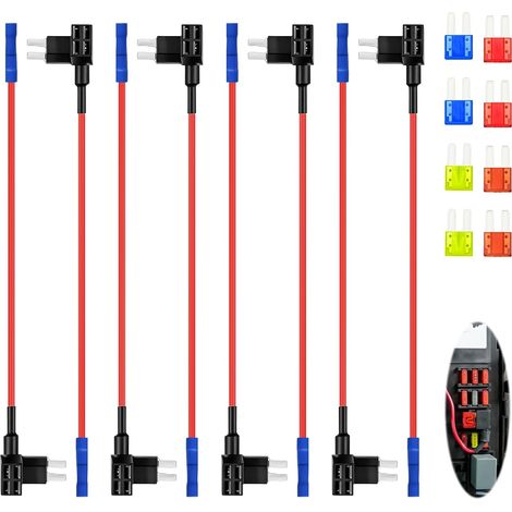 Adaptateurs Porte Fusible 12V-24V pour Voiture, 4 Types Prise Fusible 4 Types Circuit Prise Fusible: ATO ATC ATM APM, Porte Fusible: Micro 2-5A Micro-10A Mini-15A Standard-20A pour Camion (1/5)