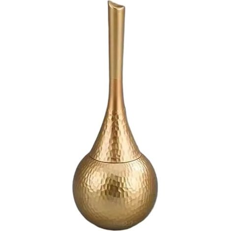 Juego de escobilla para inodoro, cerdas suaves de nailon reemplazables, mango largo, ideal para la limpieza del baño, color dorado. (1/5)