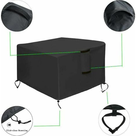 royaluxe -Housse de Protection pour brasero Oxford 420D Housse pour Foyer Carré D'extéri Couverture de Gril Anti-UV Imperméable Housse de Protection (120 x 120 x 72 cm) (1/5)
